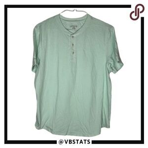 UNTUCKit‎ Large Westerman Short Sleeve Henley Shirt in Green/Blue